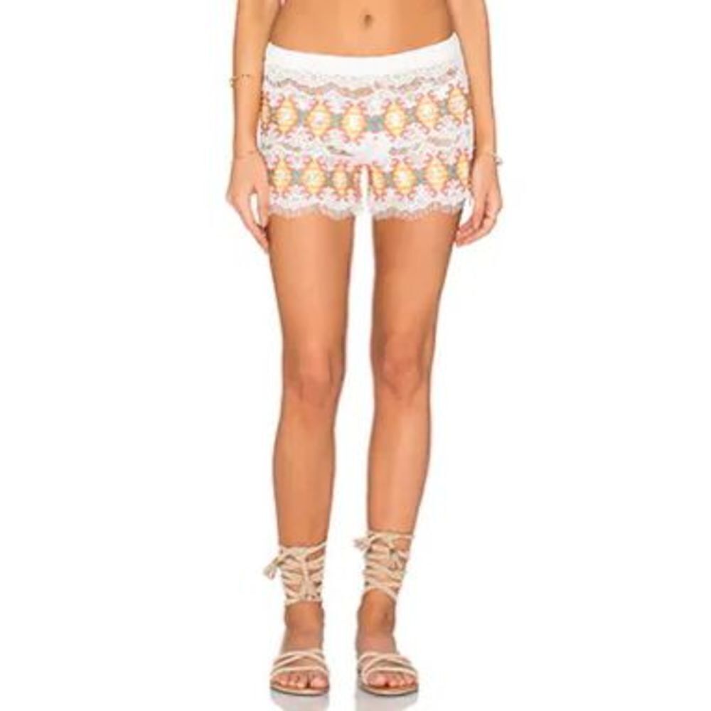 NEW!! QUEEN & PAWN Kea Lace Embroidered Short in Orange Size Medium